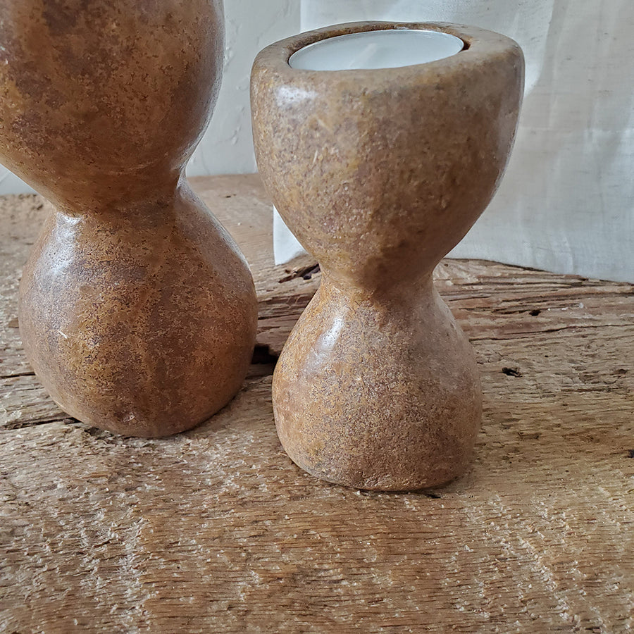 Set of 2 Stone African Candle Holders