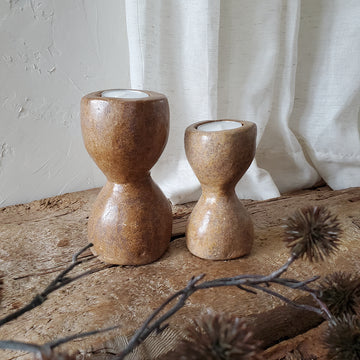 Set of 2 Stone African Candle Holders