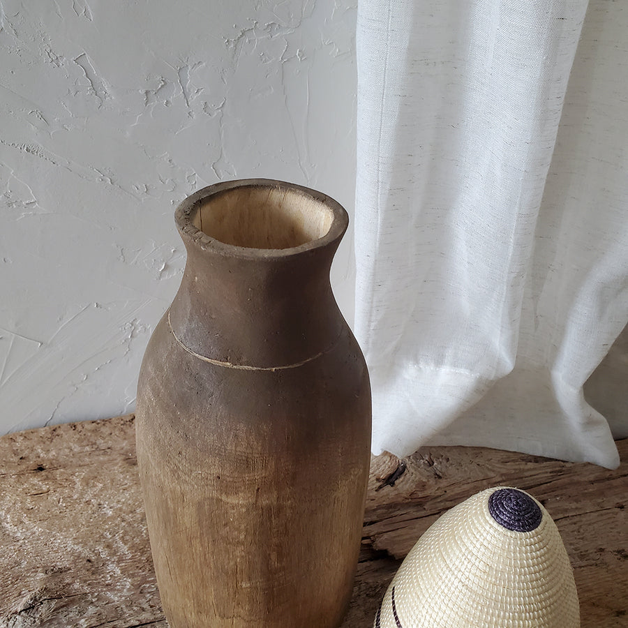 Hand Carved African Jar with Topper