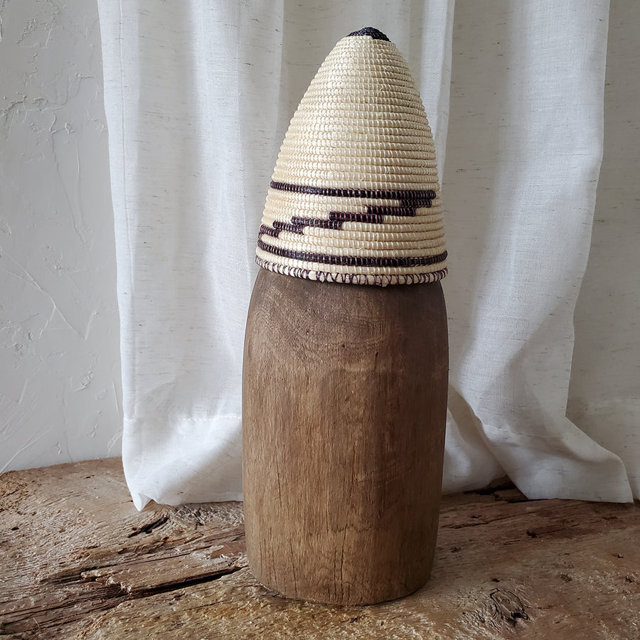 Hand Carved African Jar with Topper