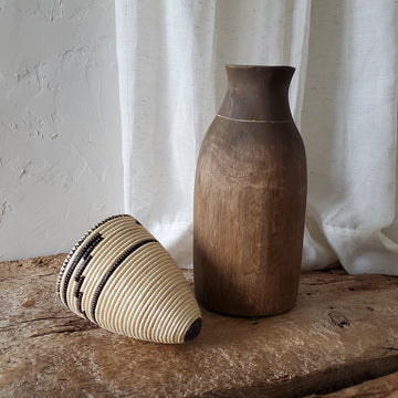 Hand Carved African Jar with Topper
