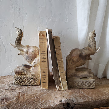 Set of 2 Wooden Elephant Bookends