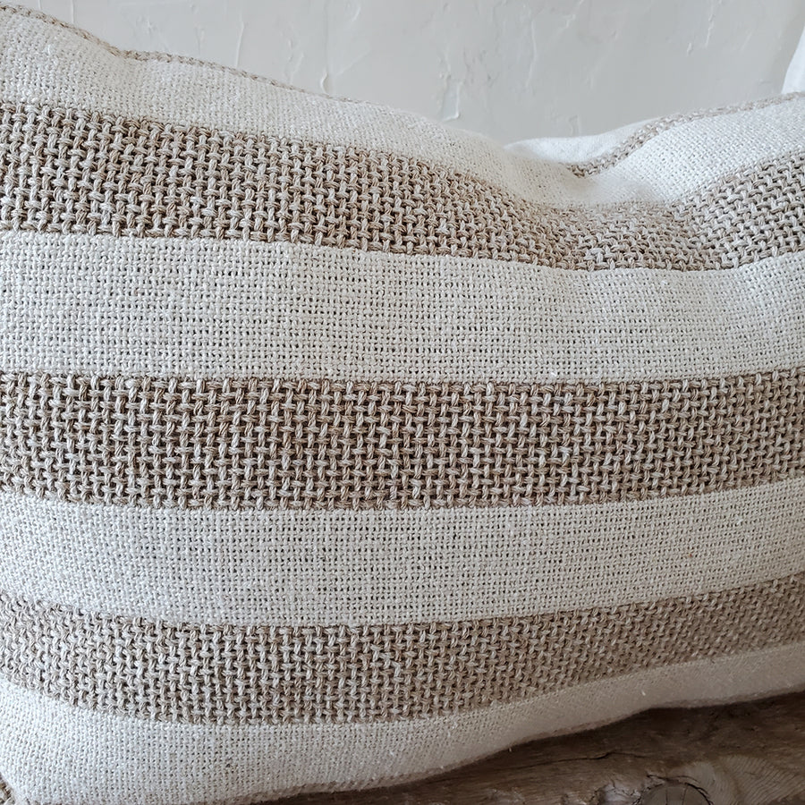 Stripe Log Pillow with stuffing included.