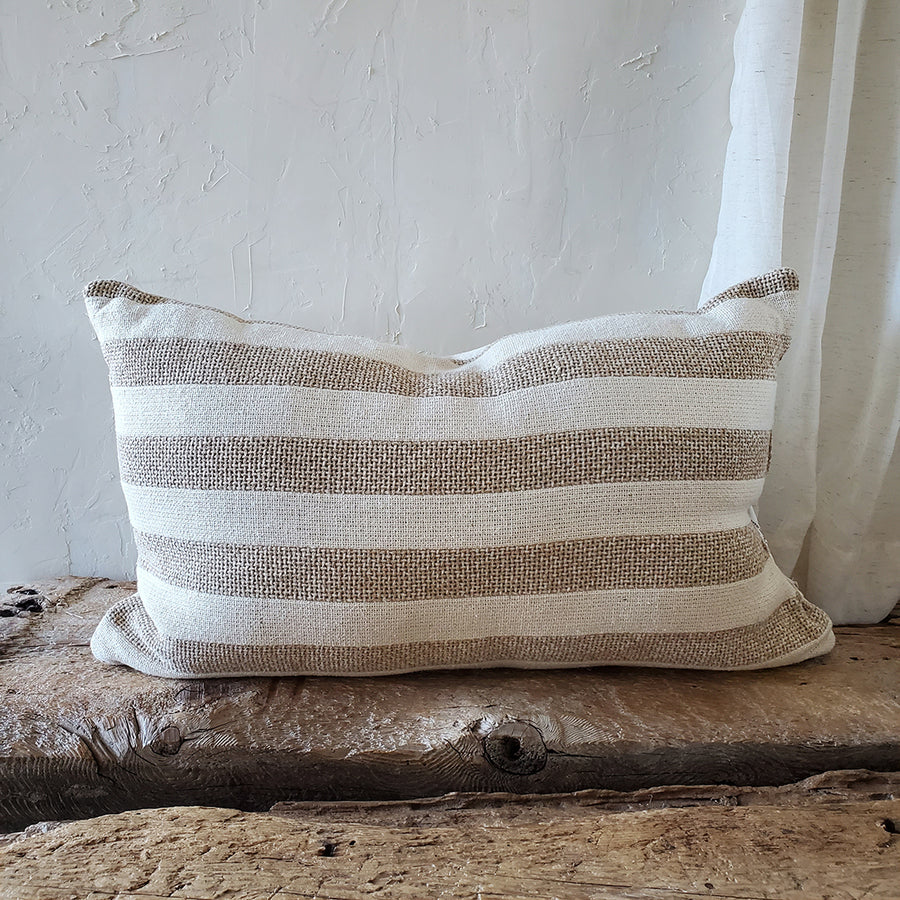 Stripe Log Pillow with stuffing included.