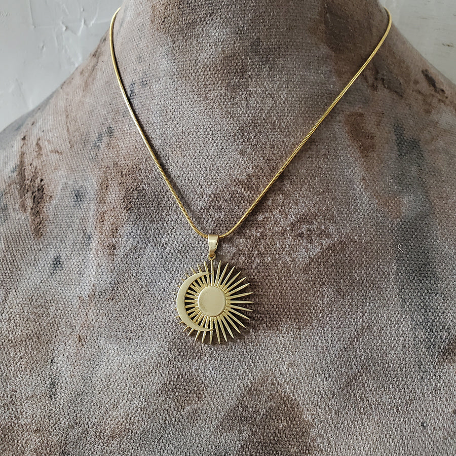 Sun and moon necklace gold