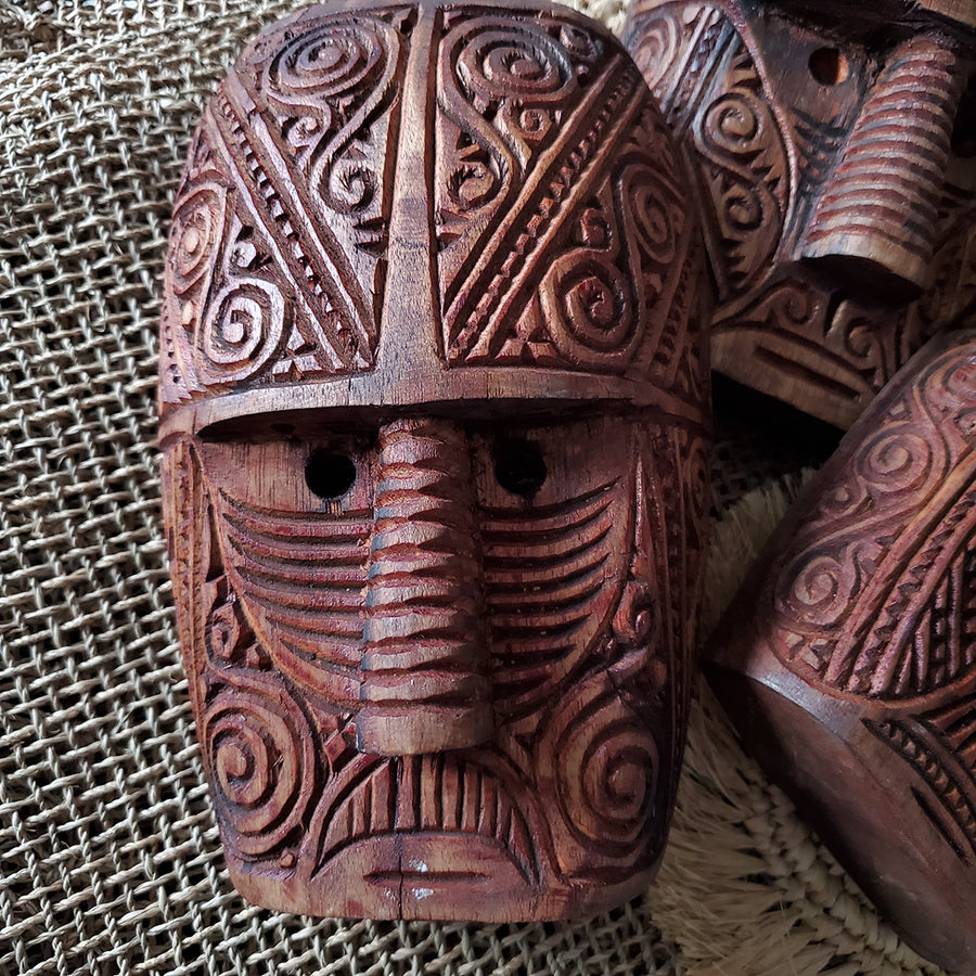 Wood Mask from Bali - Hand-Carved Red