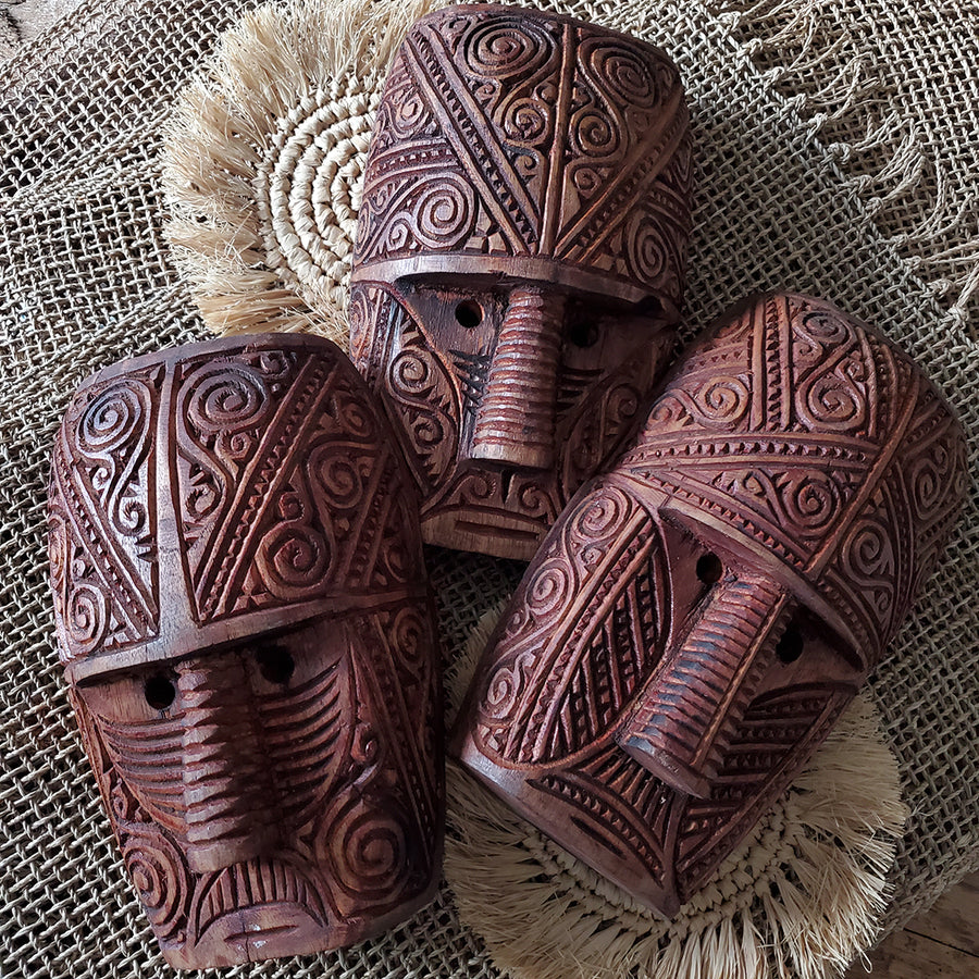 Wood Mask from Bali - Hand-Carved Red