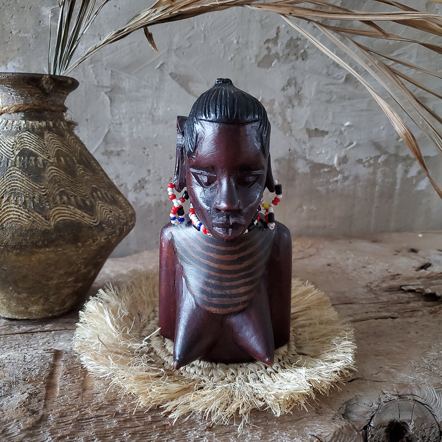 African Woman Statue with beading