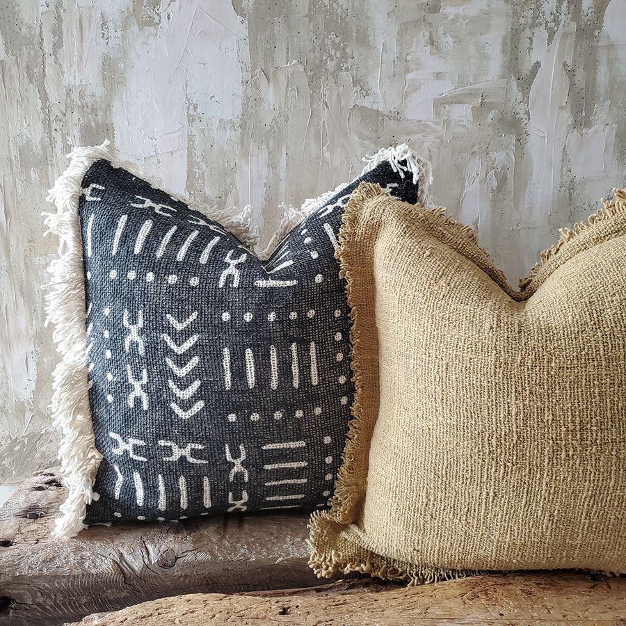 RAW COTTON TRIBAL CUSHION COVER FROM BALI - BLACK