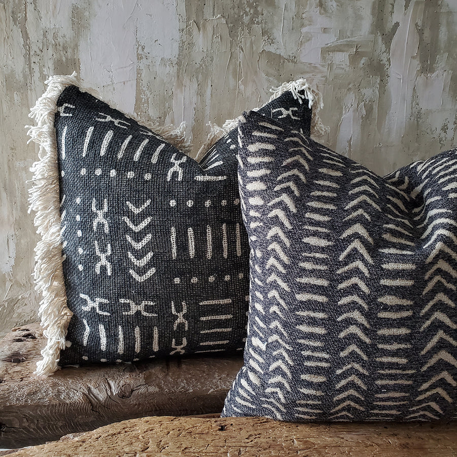 RAW COTTON TRIBAL CUSHION COVER FROM BALI - BLACK