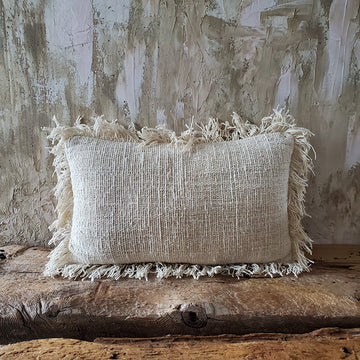 RAW COTTON PLAIN LOG CUSHION COVER FROM BALI - IVORY