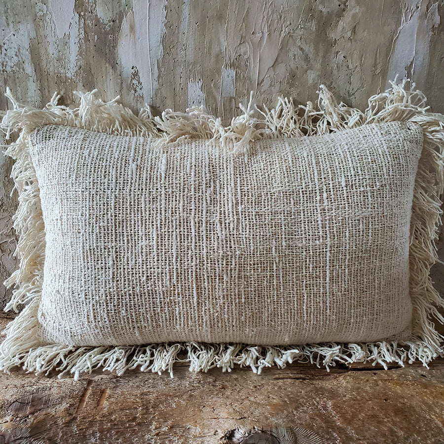 RAW COTTON PLAIN LOG CUSHION COVER FROM BALI - IVORY