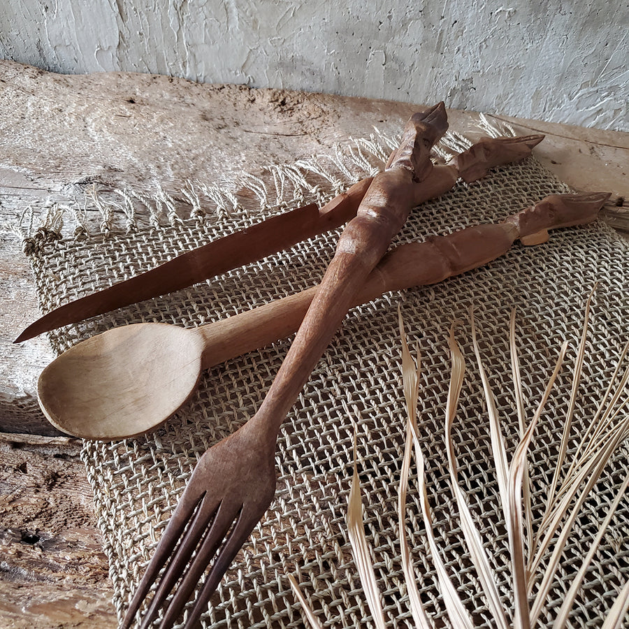 Set of 3 wooden decorative utensils