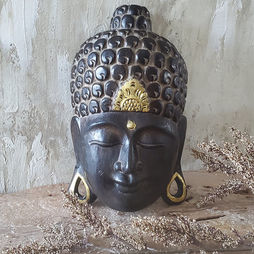 Wood Buddha Head Mask