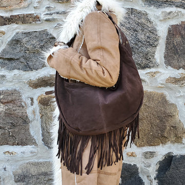 Brown Fringe Suede Shoulder Bag