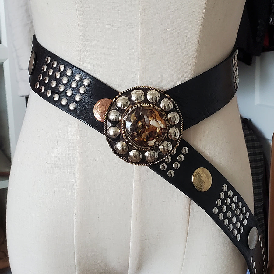 Thin Black Leather Belt No 2