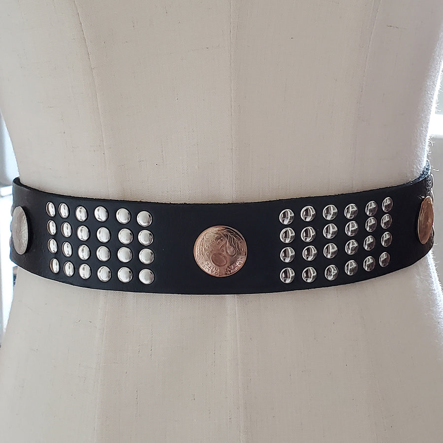 Thin Black Leather Belt No 2