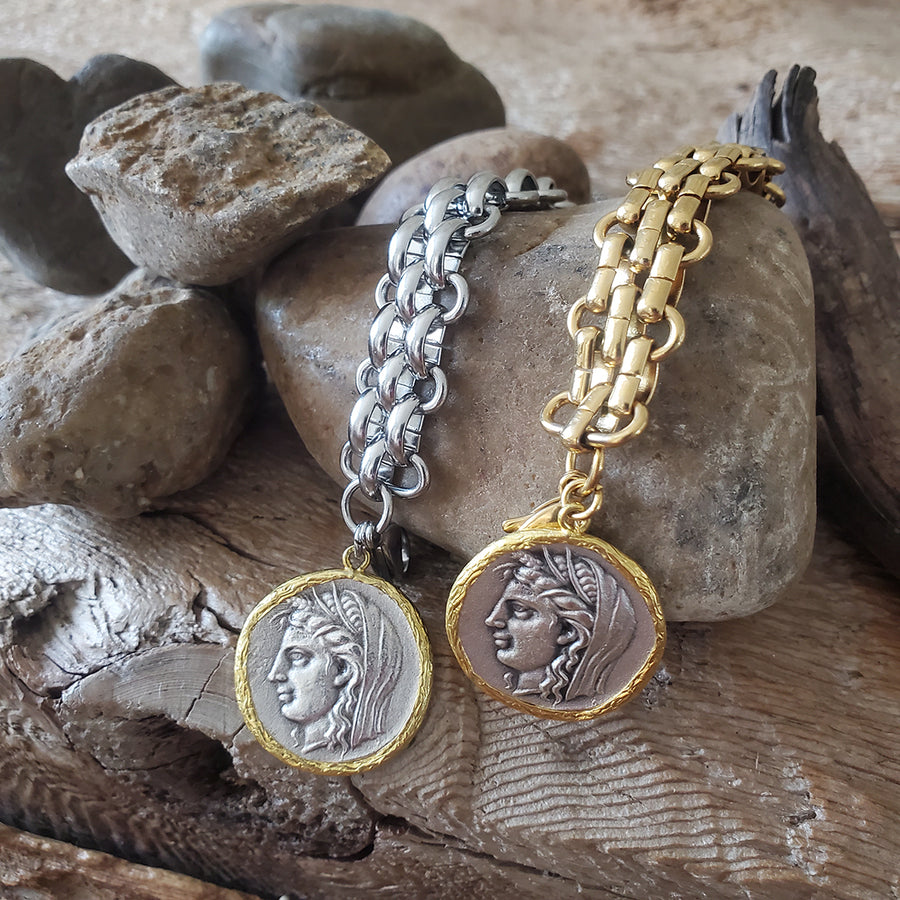 Mixed Metal Coin Bracelet