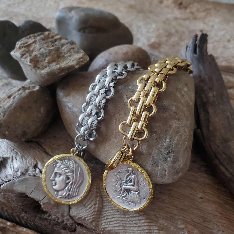 Mixed Metal Coin Bracelet