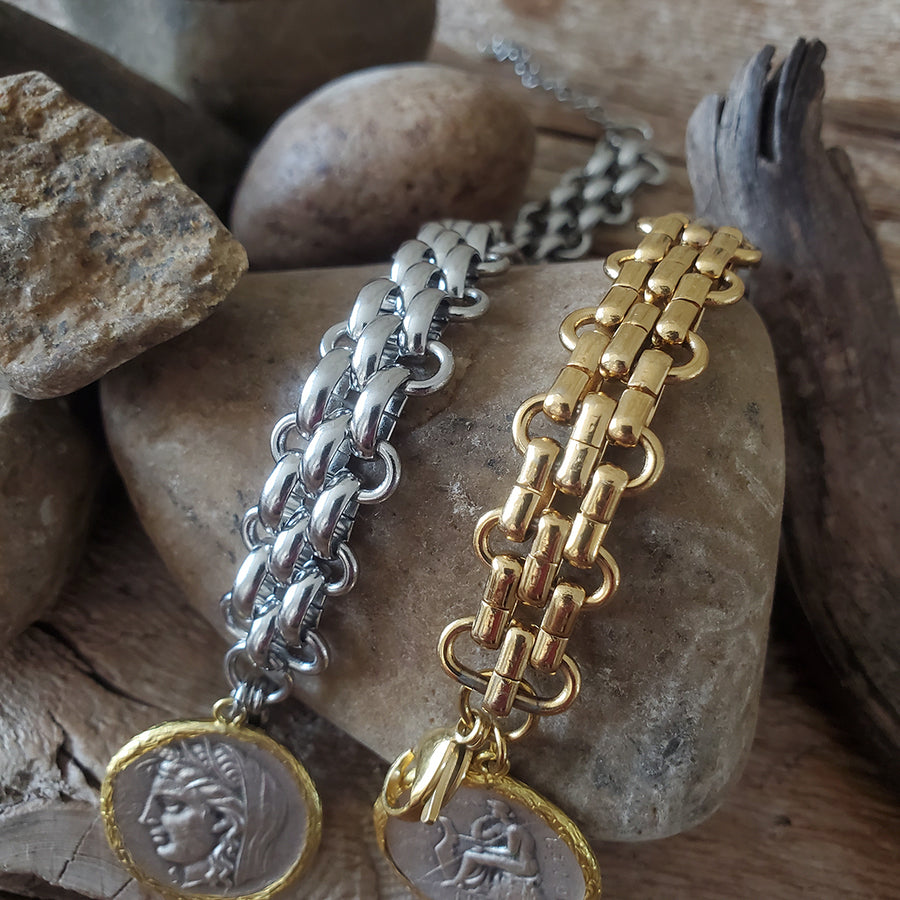 Mixed Metal Coin Bracelet