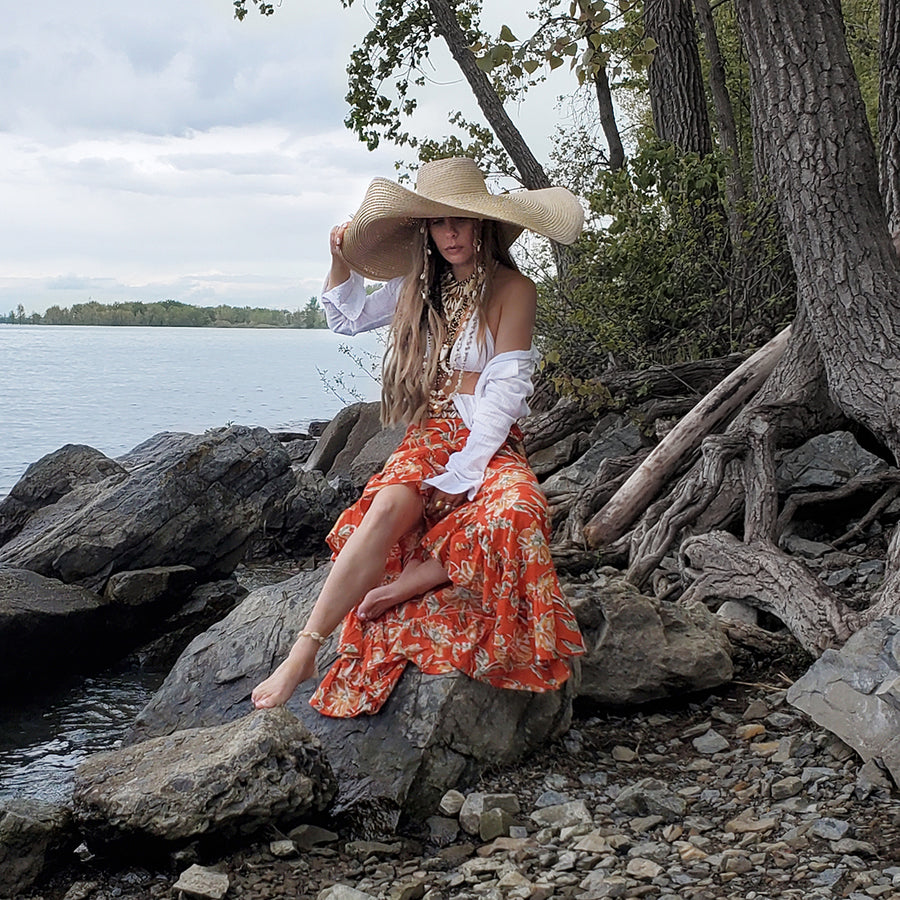 Ruffle Skirt - Orange