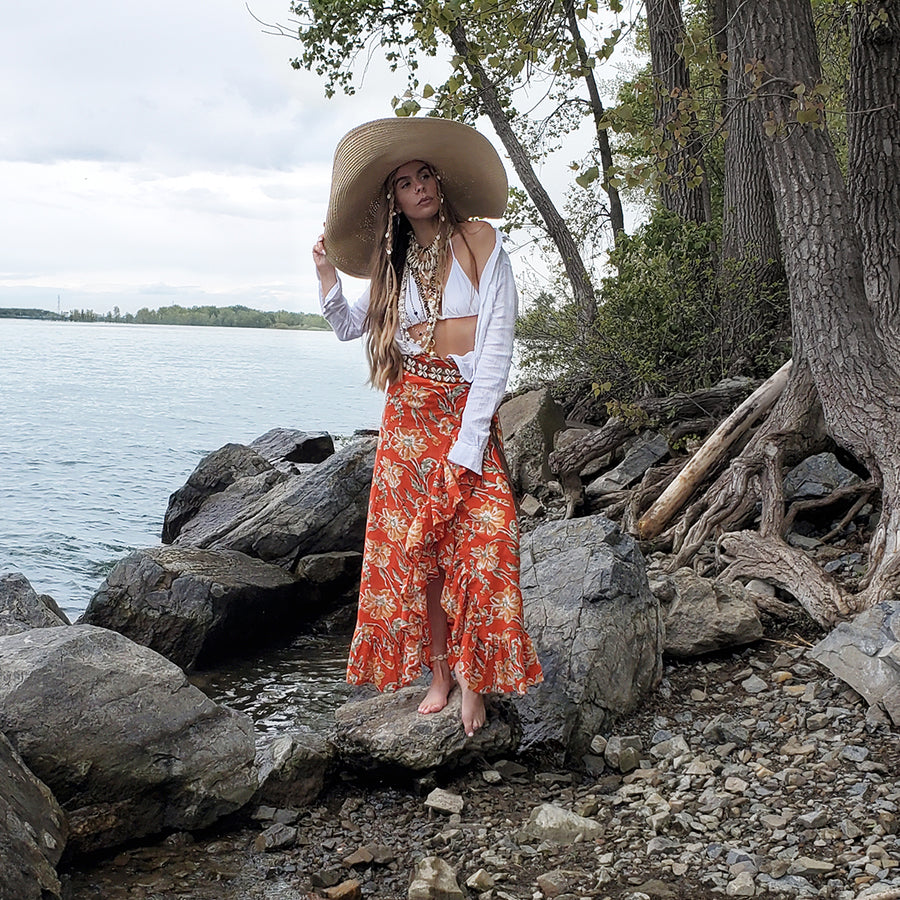 Ruffle Skirt - Orange