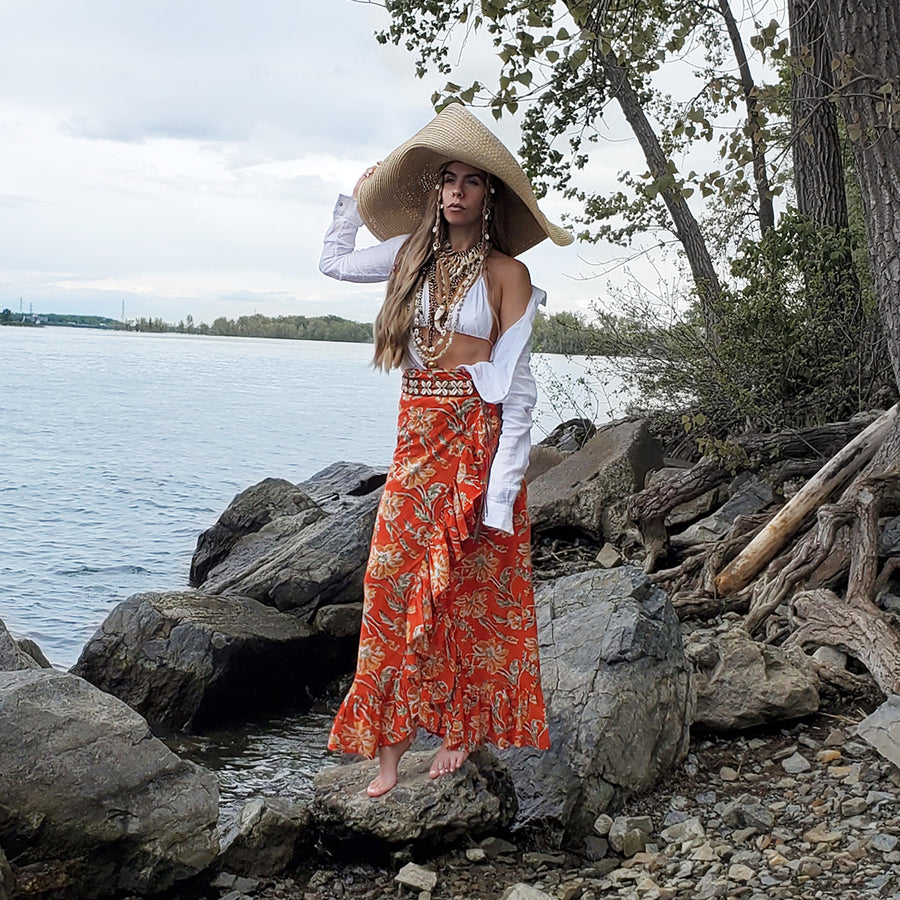Ruffle Skirt - Orange
