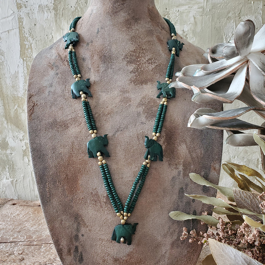 Beaded elephant necklace