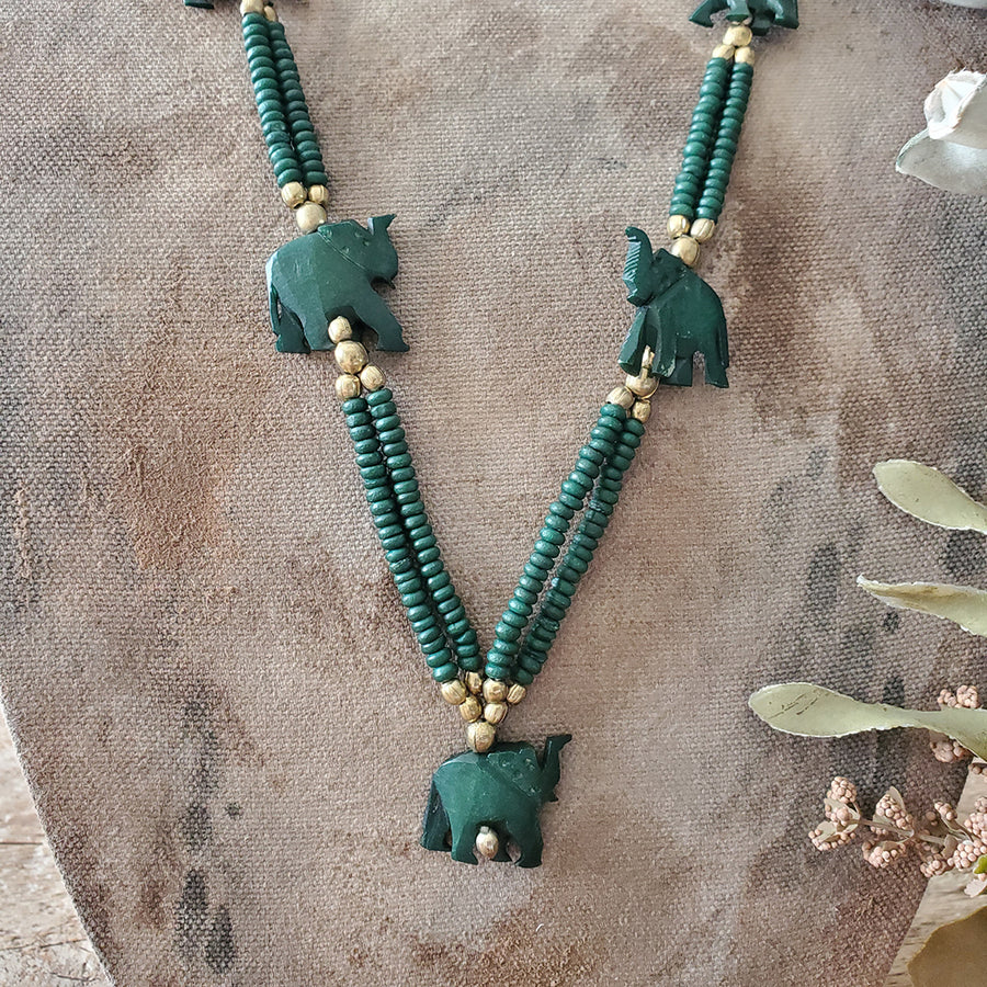Beaded elephant necklace