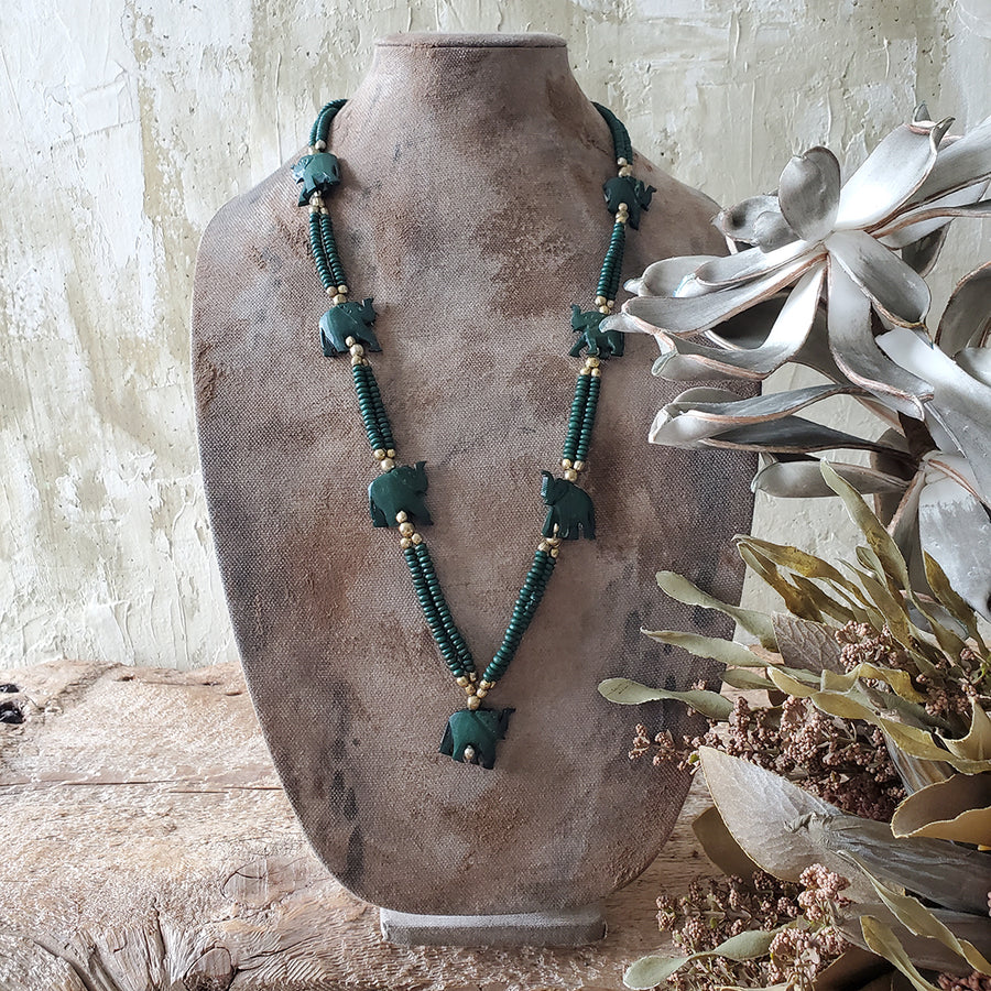 Beaded elephant necklace