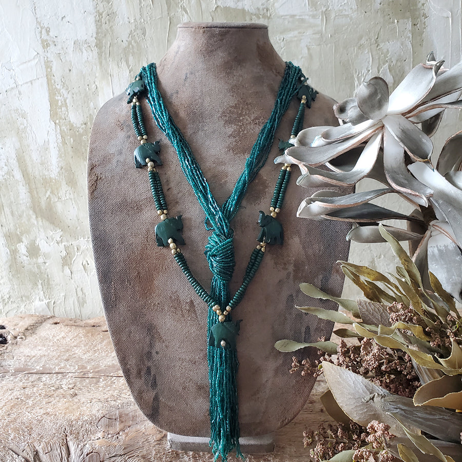 Beaded elephant necklace
