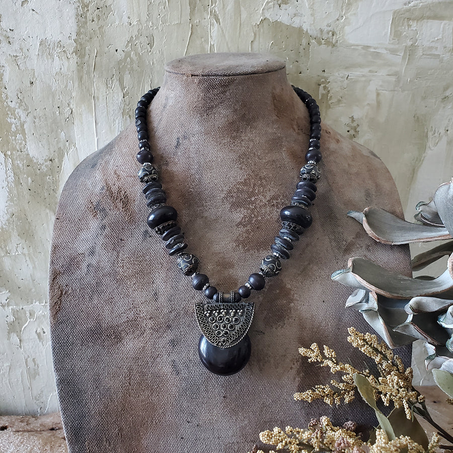 Black Beaded Necklace