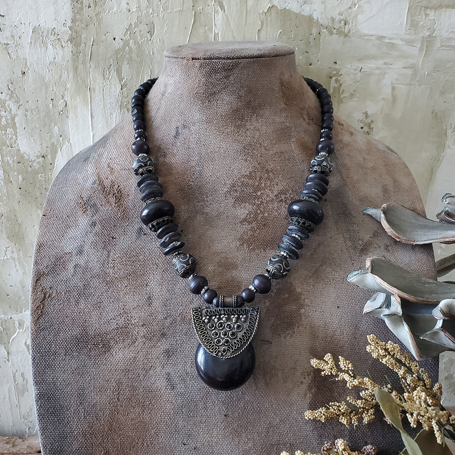 Black Beaded Necklace