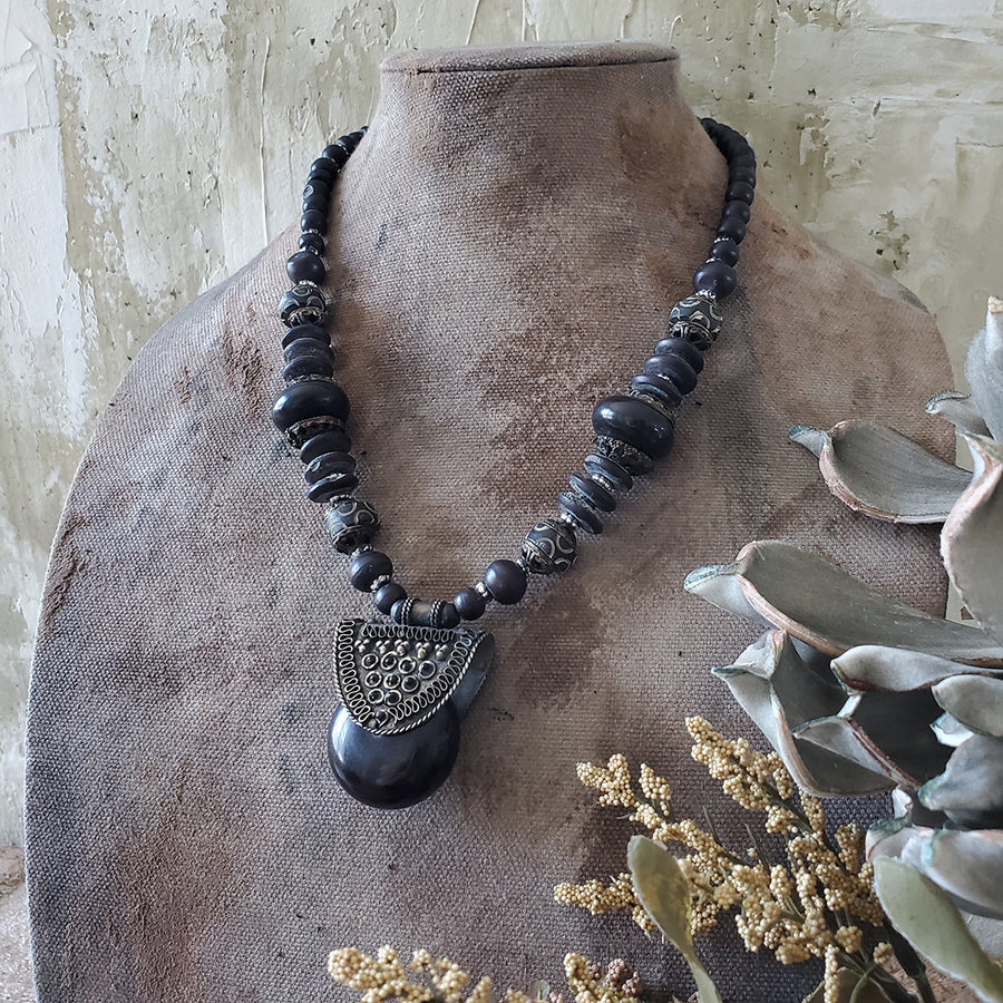 Black Beaded Necklace