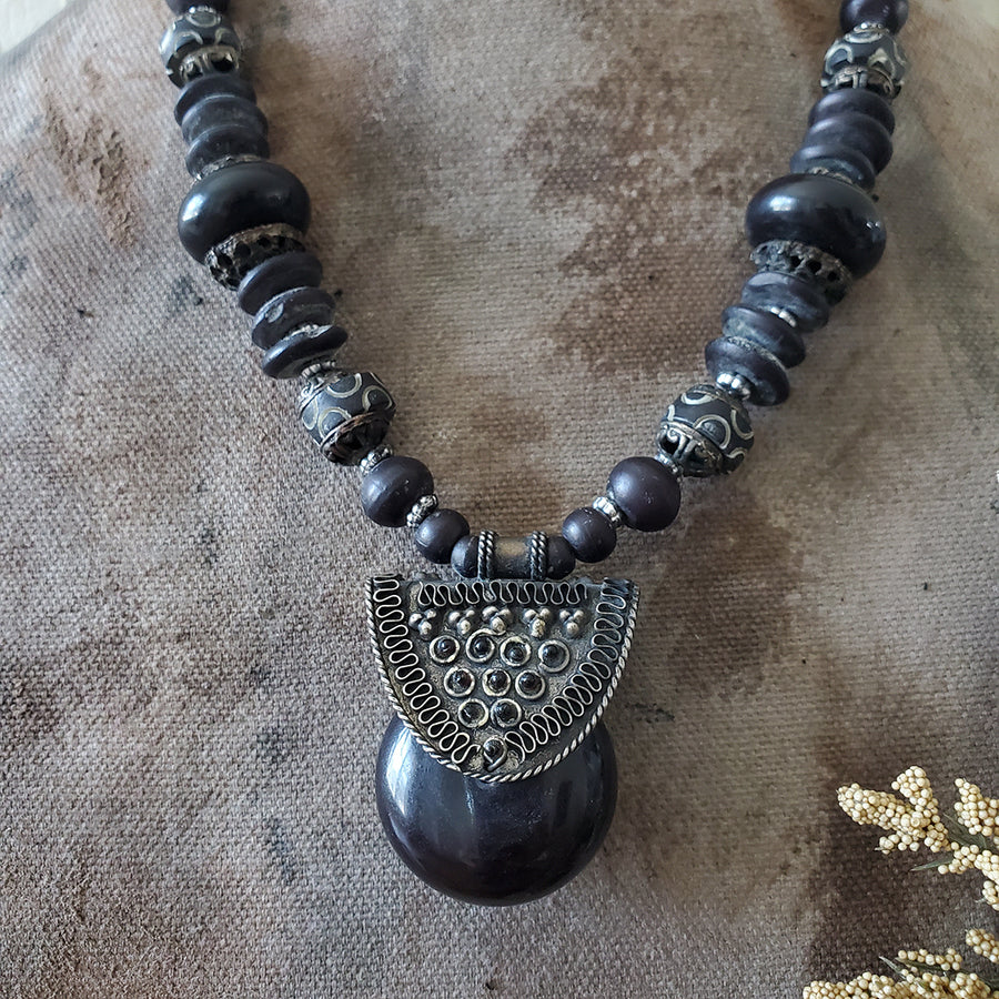 Black Beaded Necklace