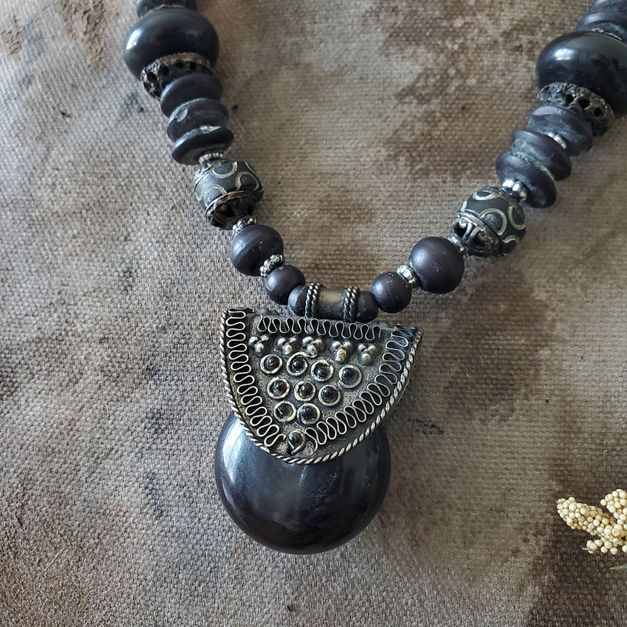 Black Beaded Necklace
