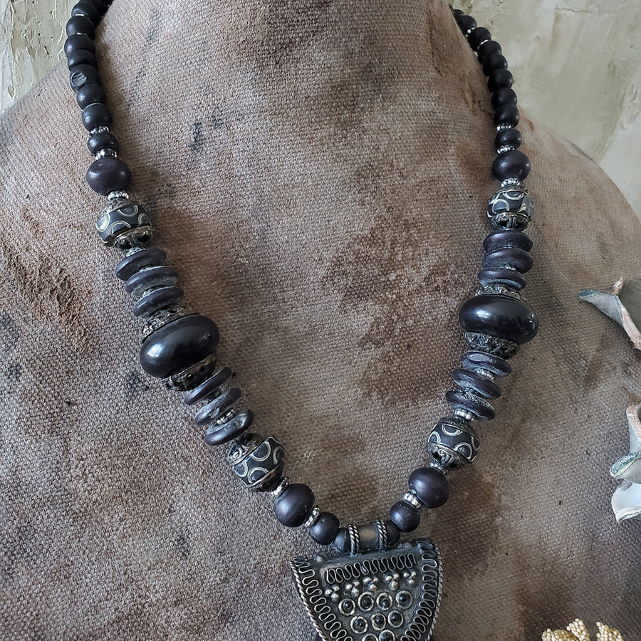 Black Beaded Necklace