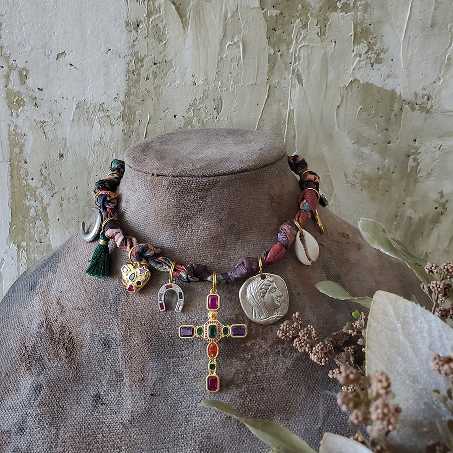 Charm Scarf Necklace No 1