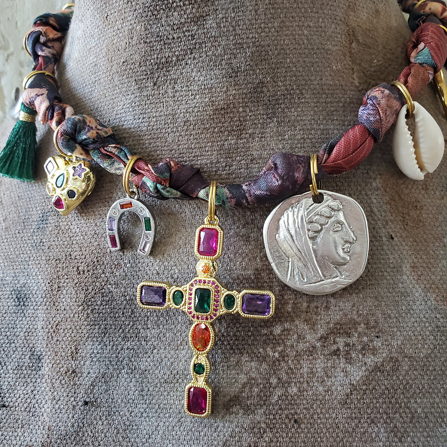 Charm Scarf Necklace No 1