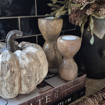 Set of 2 Stone African Candle Holders