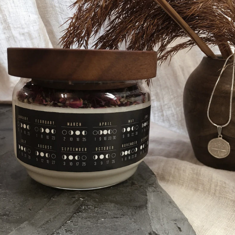 Soy Wax Campfire Candle with Crystal Pendant inside