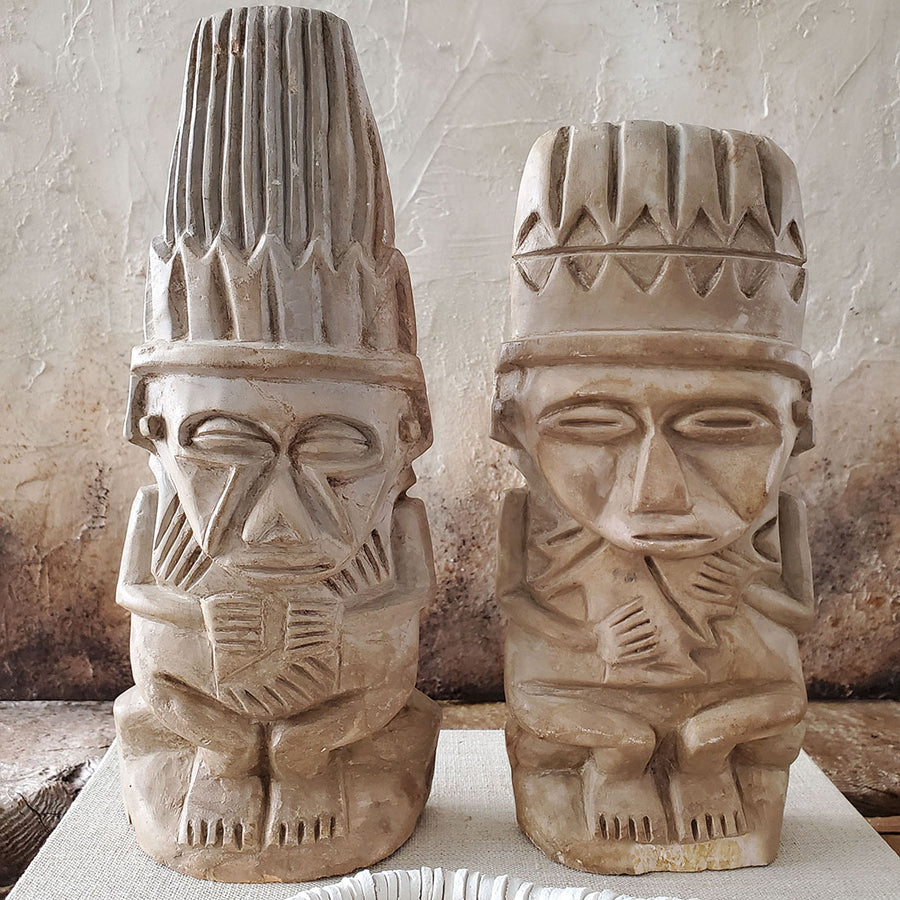 Two Tribal Carved Stone Statuette