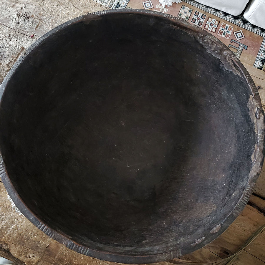 Large Vintage / Antique Wooden African Bowl |  16.5'' X 10''