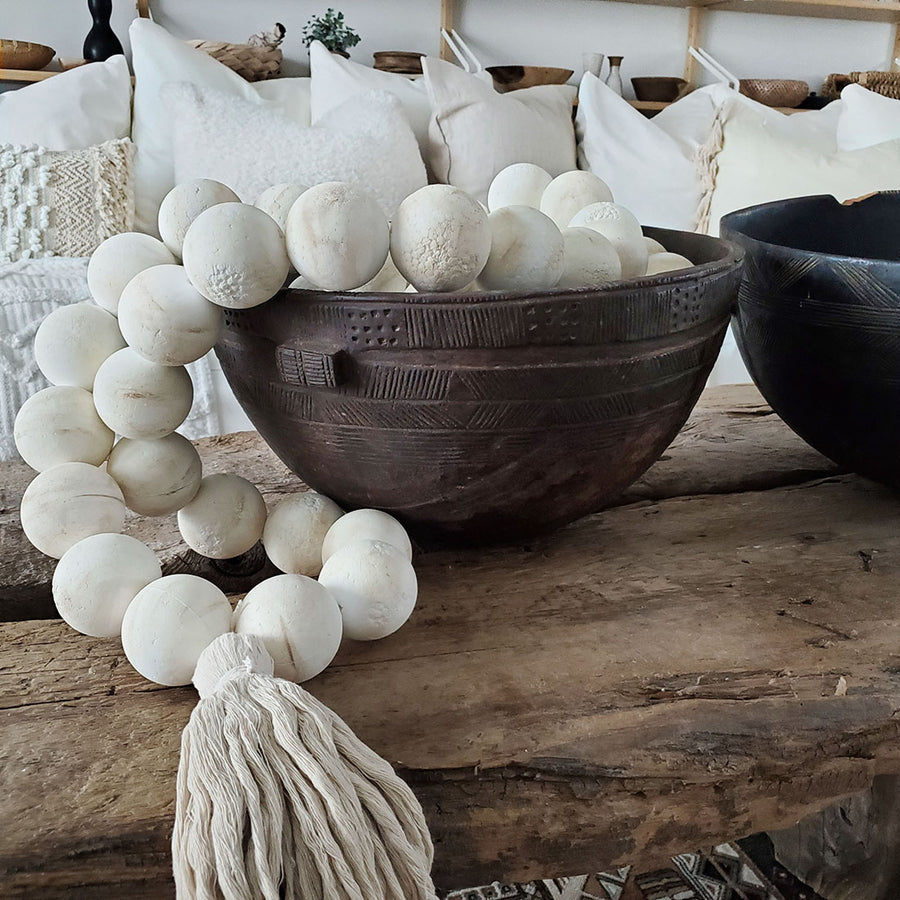 Large Vintage / Antique Wooden African Bowl |  16.5'' X 10''