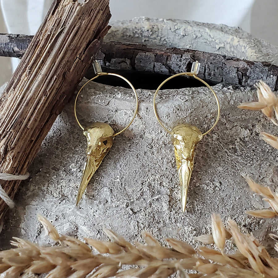 Earrings Bird Skull - GOLD