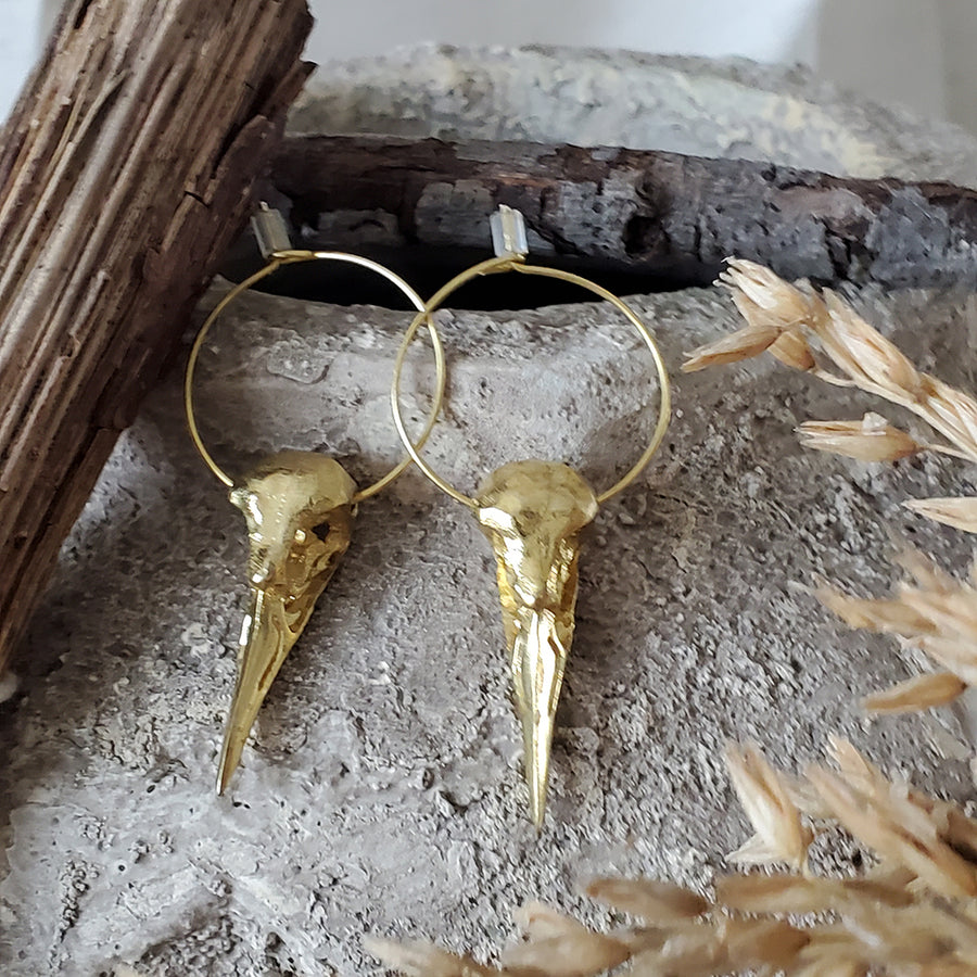 Earrings Bird Skull - GOLD