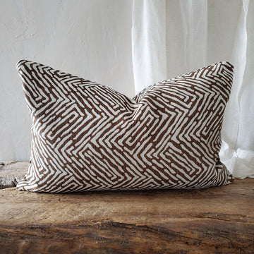 Brown & Ivory Heavy Upholstery Pillow Cover