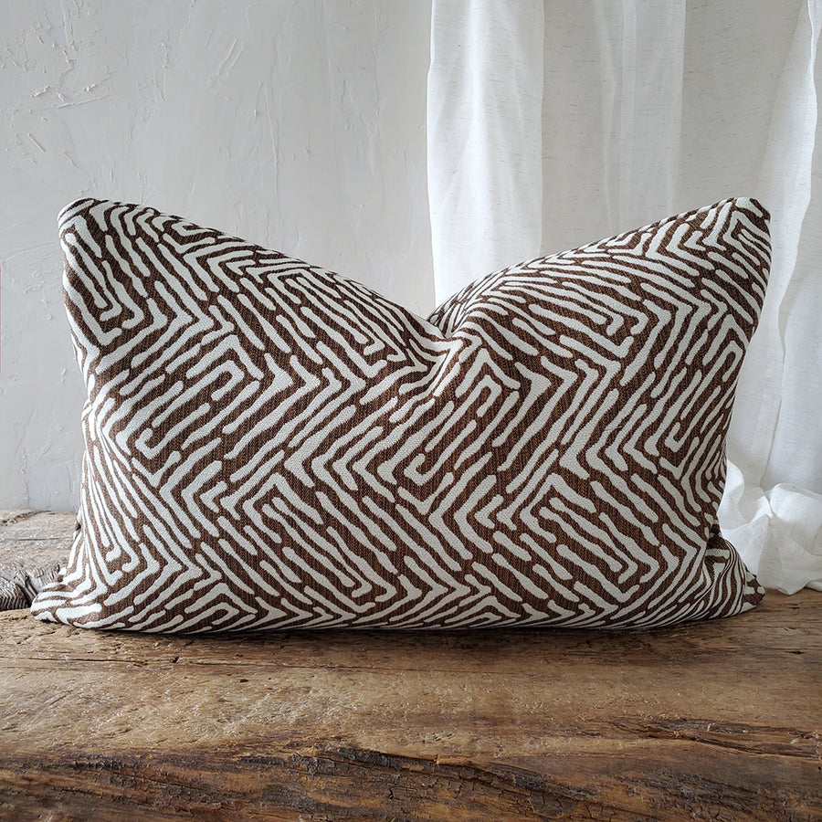 Brown & Ivory Heavy Upholstery Pillow Cover