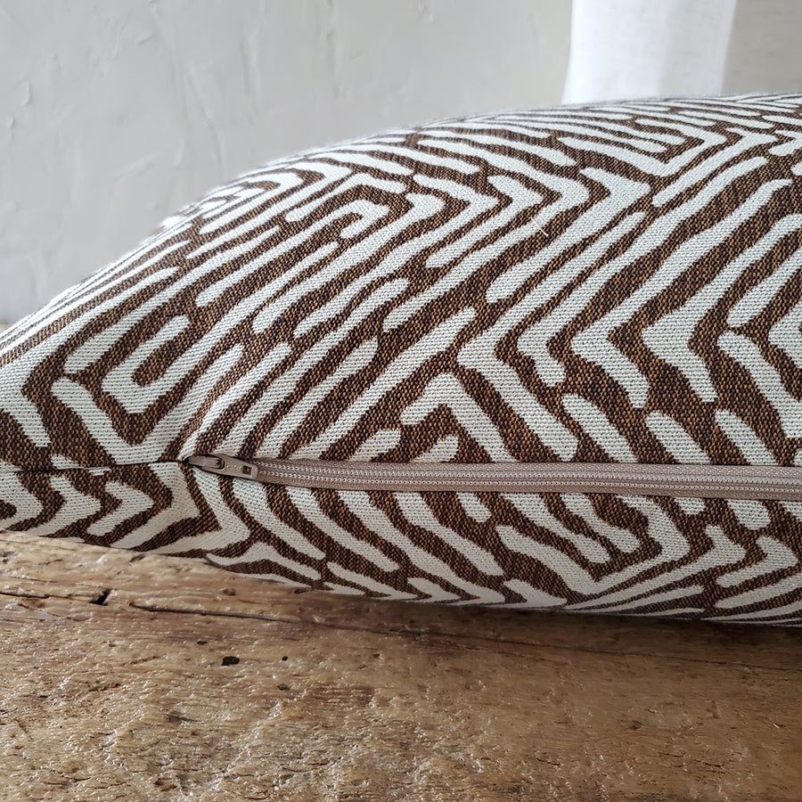 Brown & Ivory Heavy Upholstery Pillow Cover