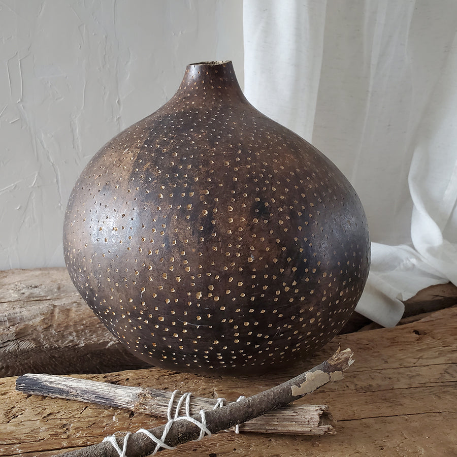 African Calabash Carved Gourd